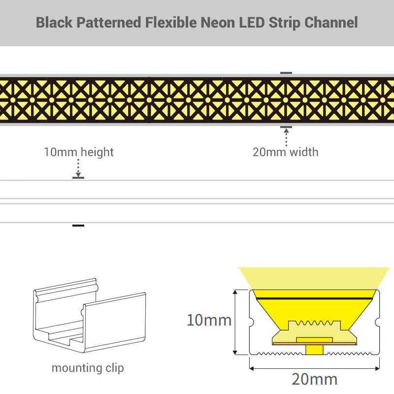 20x10mm Black Patterned Flexible Neon LED Strip Channel For 12mm LED Strip 20x10mm Black Patterned Flexible Neon LED Strip Channel For 12mm LED Strip