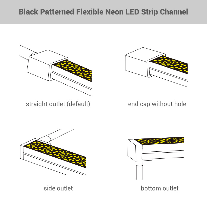 20x10mm Black Patterned Flexible Neon LED Strip Channel For 12mm LED Strip 20x10mm Black Patterned Flexible Neon LED Strip Channel For 12mm LED Strip