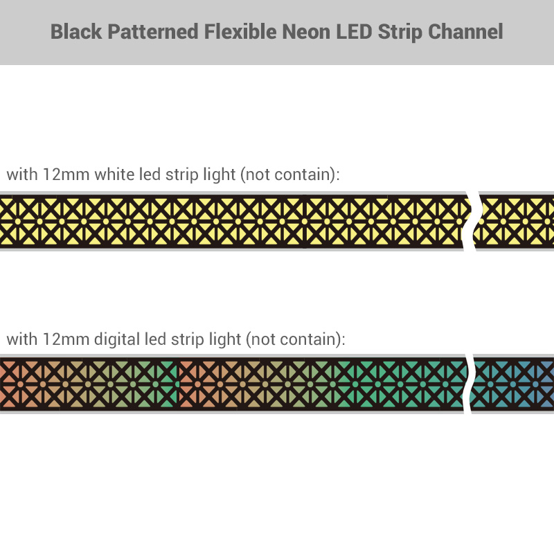 20x10mm Black Patterned Flexible Neon LED Strip Channel For 12mm LED Strip 20x10mm Black Patterned Flexible Neon LED Strip Channel For 12mm LED Strip