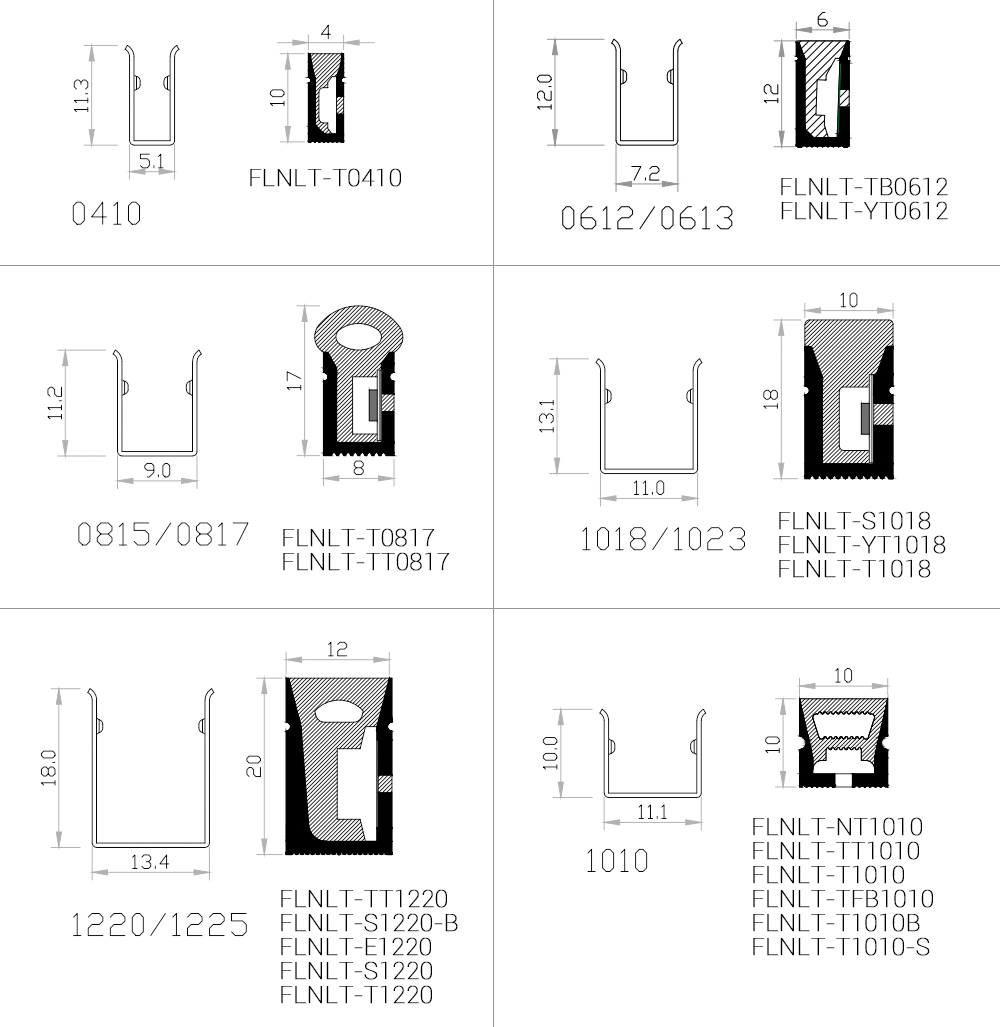 Dimensions of Flexible Silicone Tubing Profiles