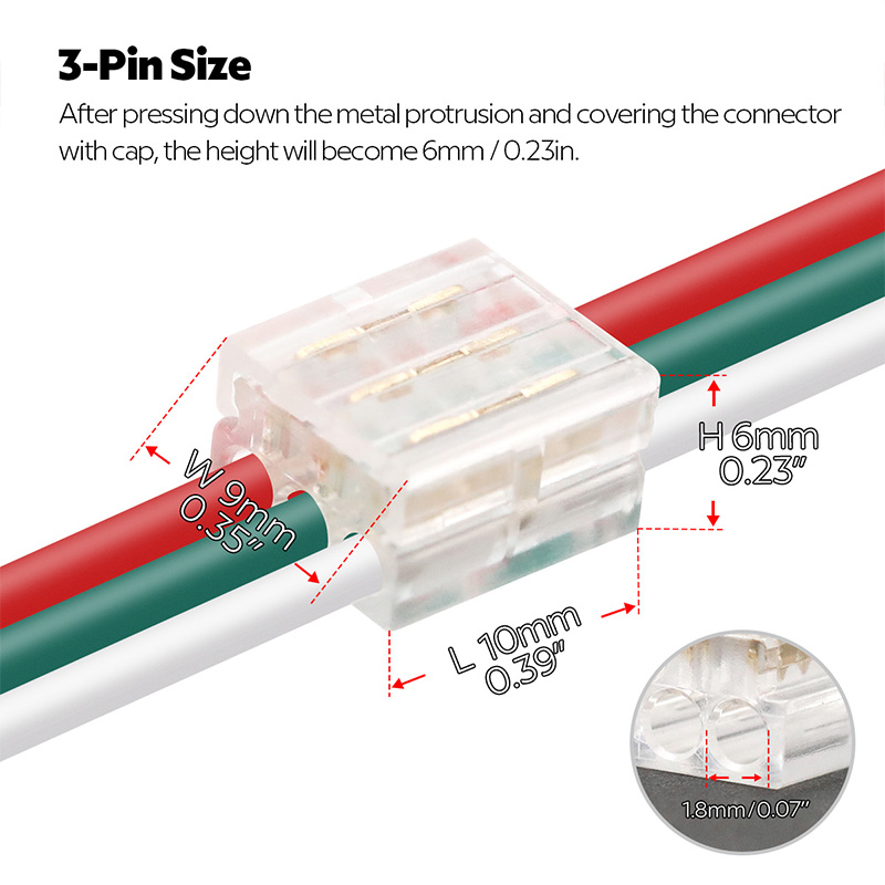 10 ks Mini Quick Splice 3-cestné push drátové konektory pro 20 až 24 AWG drátové připojení 10 ks Mini Quick Splice 3-cestné push drátové konektory pro 20 až 24 AWG drátové připojení