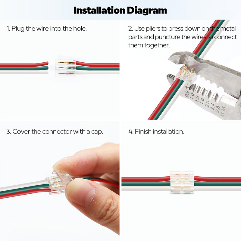 10 ks Mini Quick Splice 3-cestné push drátové konektory pro 20 až 24 AWG drátové připojení 10 ks Mini Quick Splice 3-cestné push drátové konektory pro 20 až 24 AWG drátové připojení