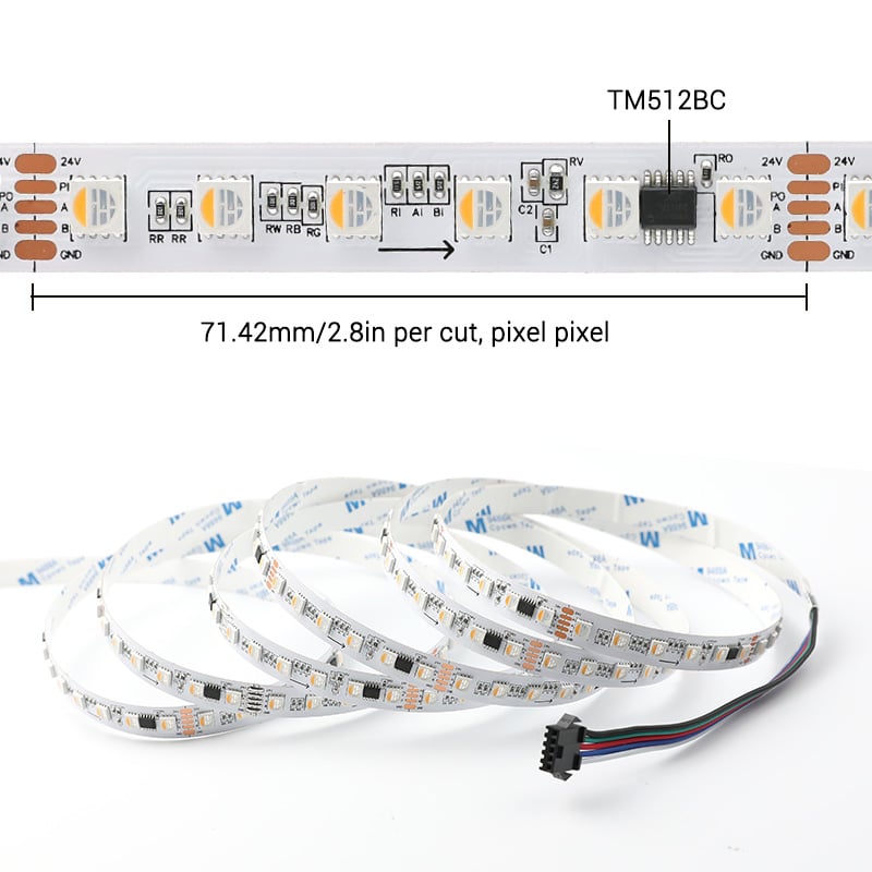 DC24V 10-Meter DMX Capable TM512BC RGBW 840 LEDs Tape Light 140 Pixels DC24V 10-Meter DMX Capable TM512BC RGBW 840 LEDs Tape Light 140 Pixels