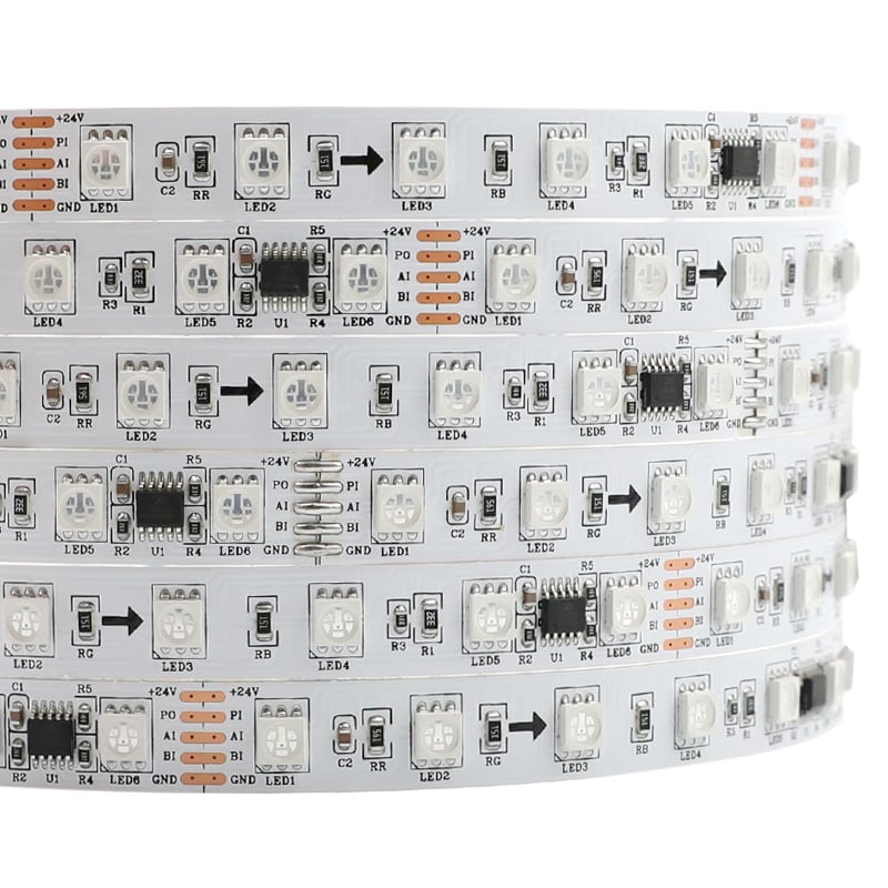 10m 24V Digital RGB LED Strip DMX Addressable 600 Lights With 100 TM512BC Pixels
