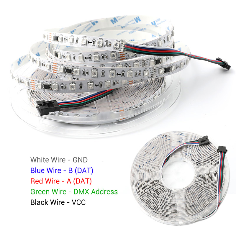 10m 24V Digital RGB LED Strip DMX Addressable 600 Lights With 100 TM512BC Pixels 10m 24V Digital RGB LED Strip DMX Addressable 600 Lights With 100 TM512BC Pixels