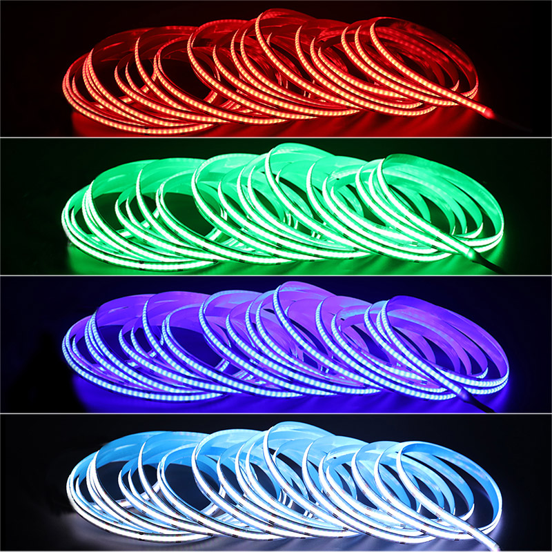 10m kontinuální změna barvy 10mm FCOB LED pásek RGB 24V 6720 čipy
