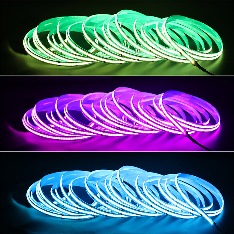 10m kontinuální změna barvy 10mm FCOB LED pásek RGB 24V 6720 čipy