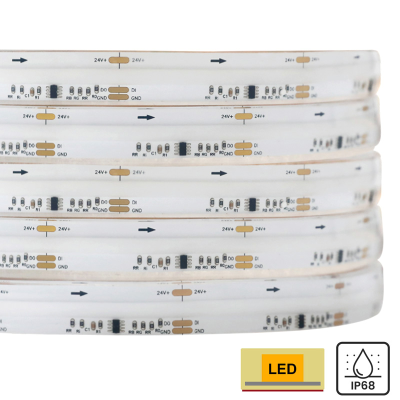 Niederspannung 10M lange WS2811 IP68 Fcob RGBIC LED-Streifenlichter für den Außenbereich Niederspannung 10M lange WS2811 IP68 Fcob RGBIC LED-Streifenlichter für den Außenbereich