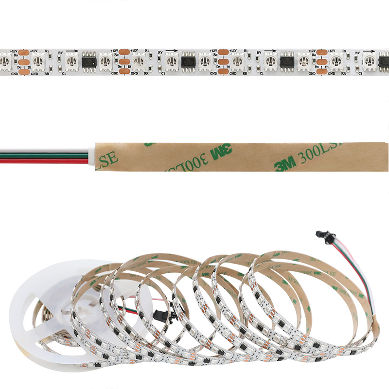 12V 1903 IC 5050 SMD programovatelný RGB LED světelný pás 84 LED / m 12V 1903 IC 5050 SMD programovatelný RGB LED světelný pás 84 LED / m
