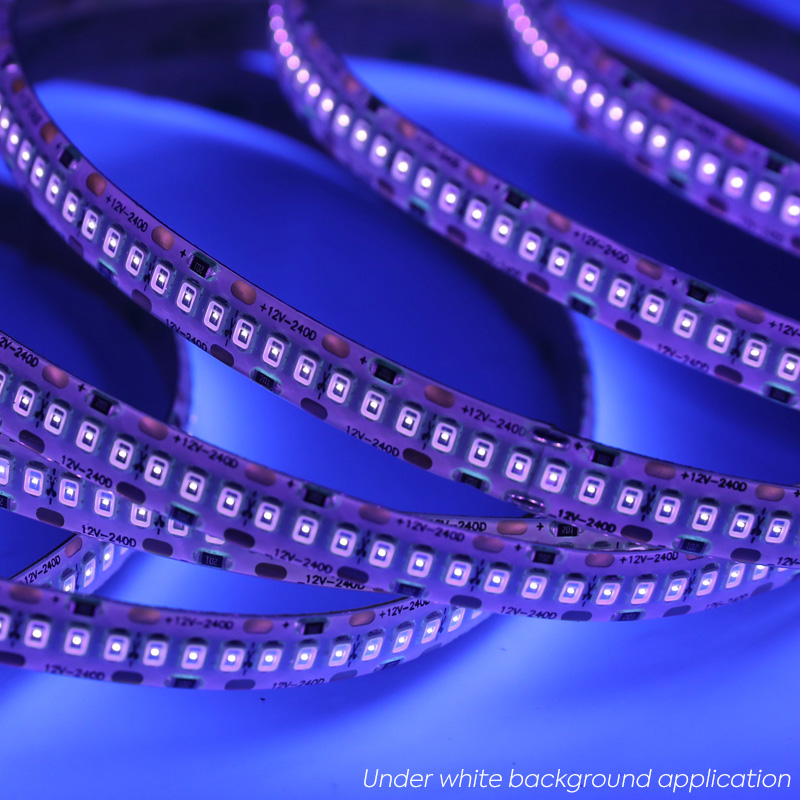 365nm 12 Volt 2835 UV LED Strip High Density 240 LEDs Per Meter 365nm 12 Volt 2835 UV LED Strip High Density 240 LEDs Per Meter