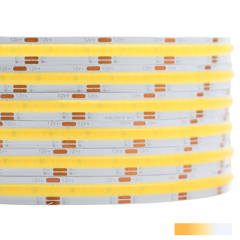 12V Cob LED CCT 2700 až 6500 Kelvinů nastavitelný světelný pásek, řezatelný