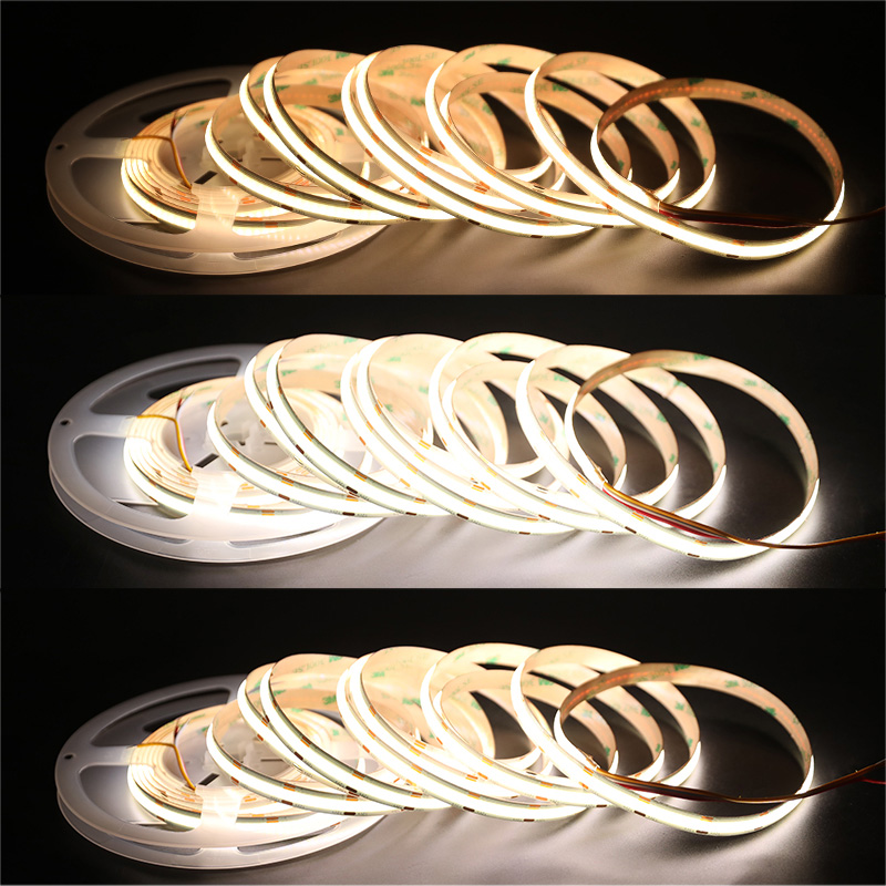 12V Cob LED CCT 2700 až 6500 Kelvinů nastavitelný světelný pásek, řezatelný 12V Cob LED CCT 2700 až 6500 Kelvinů nastavitelný světelný pásek, řezatelný