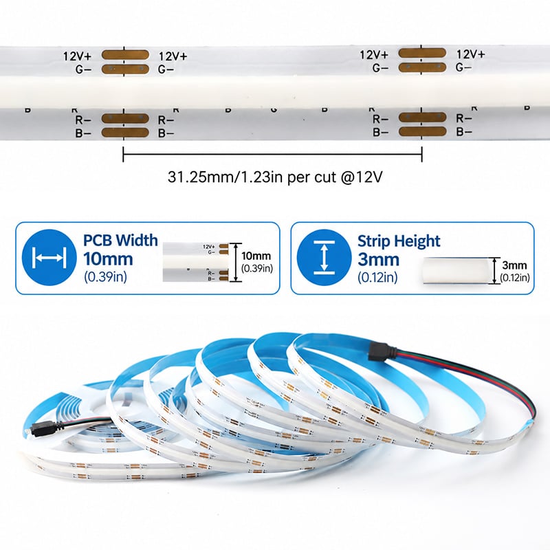 Low Voltage DC 12V 24V RGB Cob Strip Light Cuttable Connectable 576 LEDs Low Voltage DC 12V 24V RGB Cob Strip Light Cuttable Connectable 576 LEDs