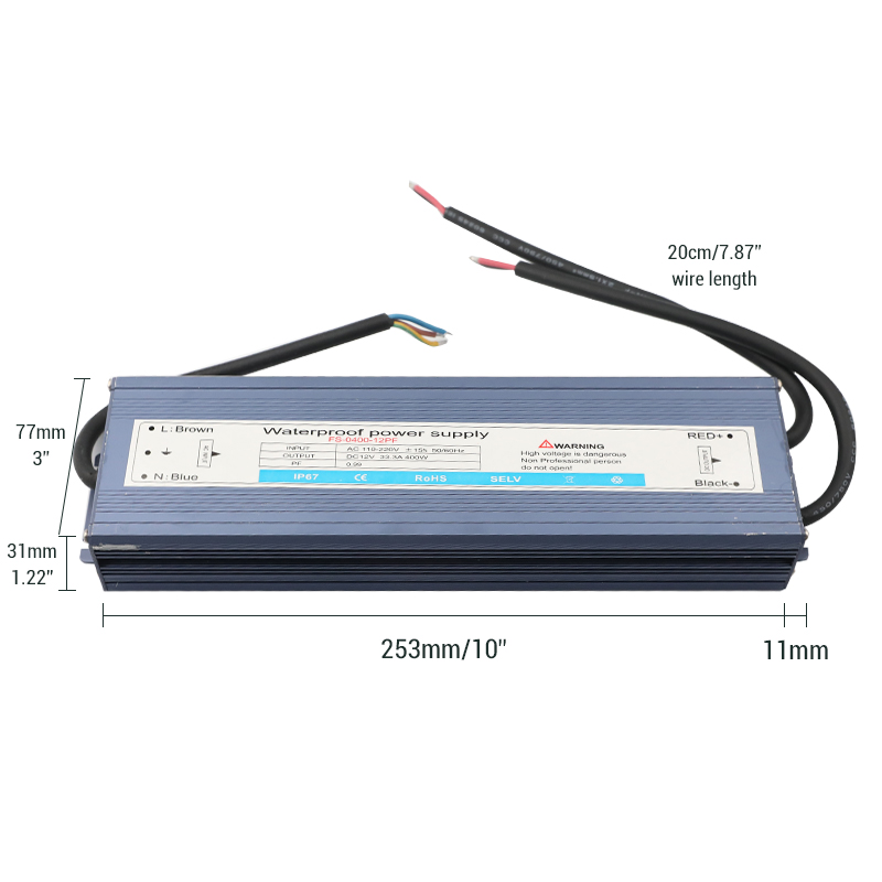 AC220V 400W33.3A DC12V Ultra Slim Constant Voltage Outdoor Waterproof IP67 LED Power Supply For LED Light Strips AC220V 400W33.3A DC12V Ultra Slim Constant Voltage Outdoor Waterproof IP67 LED Power Supply For LED Light Strips