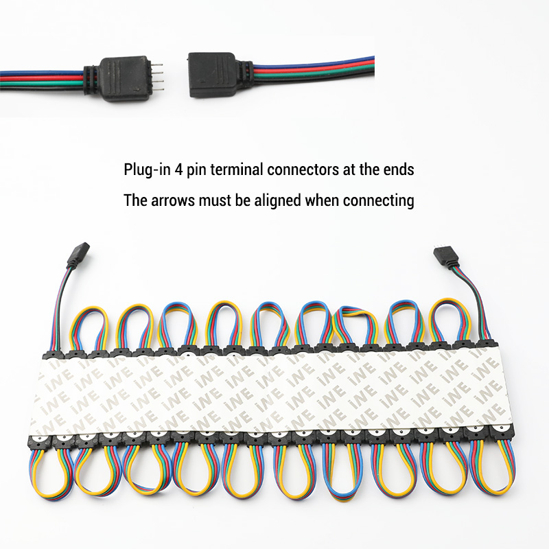 12V Color Changing RGB 3-LED Black Modular Lens Light String 12V Color Changing RGB 3-LED Black Modular Lens Light String