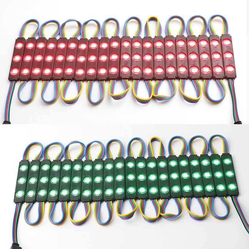 12V Color Changing RGB 3-LED Black Modular Lens Light String 12V Color Changing RGB 3-LED Black Modular Lens Light String