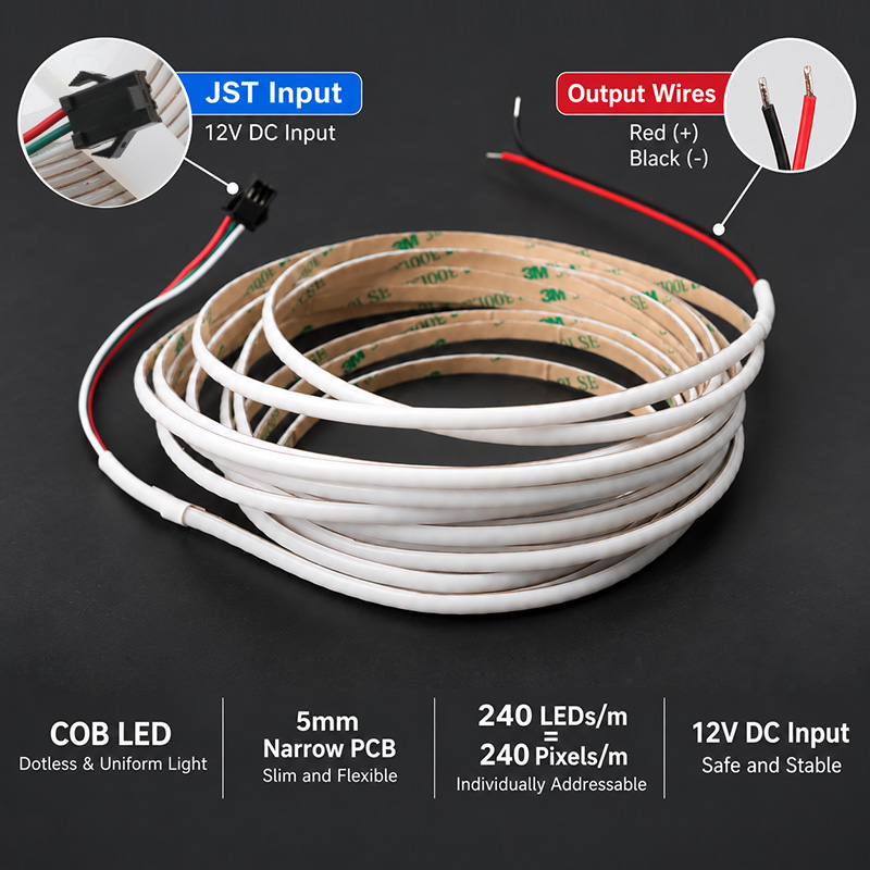 12V Individually Addressable COB 5mm Mini LED RGB Lights Tape 1200 Pixels 12V Individually Addressable COB 5mm Mini LED RGB Lights Tape 1200 Pixels