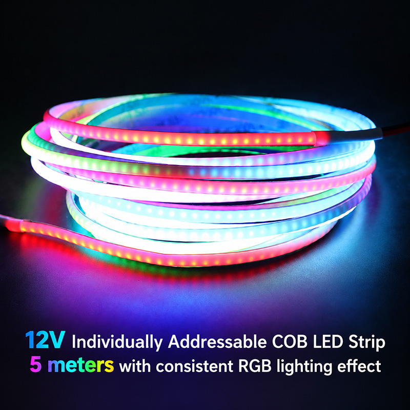 12V Individually Addressable COB 5mm Mini LED RGB Lights Tape 1200 Pixels 12V Individually Addressable COB 5mm Mini LED RGB Lights Tape 1200 Pixels