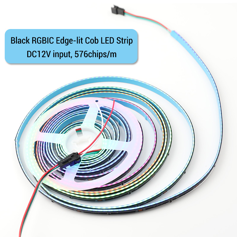 12V WS2811F Black RGB Continuous Edge-lit Cob LED Strip