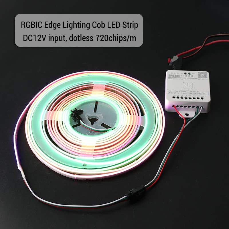 12V WS2811F Dotless Side Glow RBG Cob Edge Lighting Tape