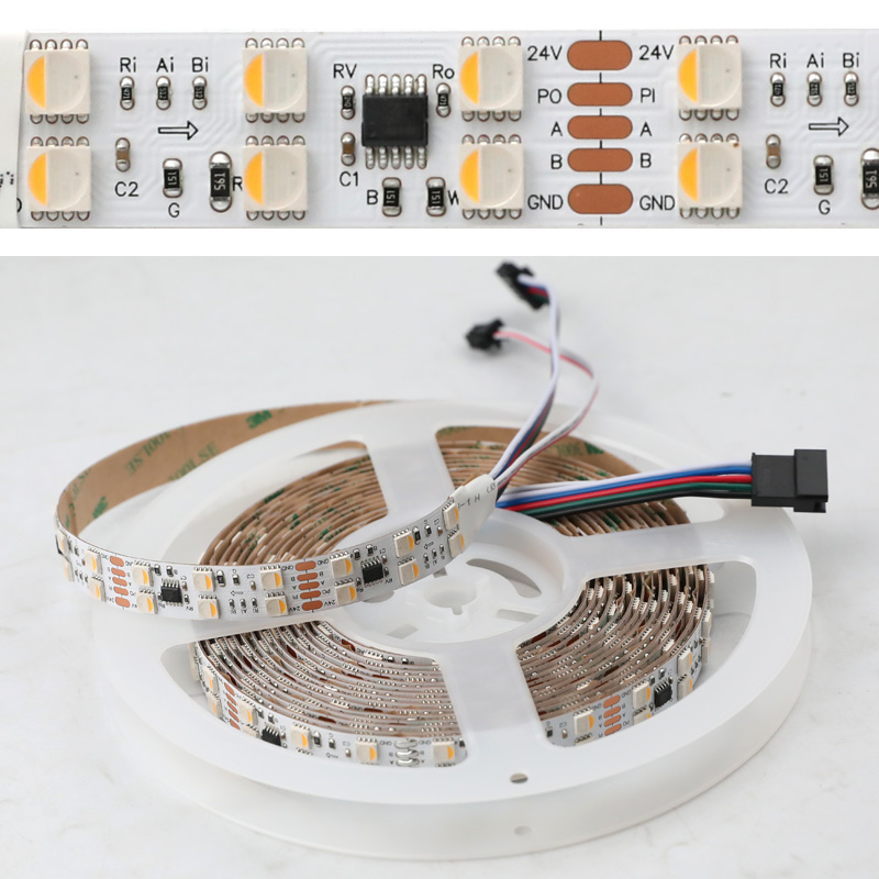 Double Row DMX RGBW LED Strip DC24V 15mm 600LEDs 16.4ft Double Row DMX RGBW LED Strip DC24V 15mm 600LEDs 16.4ft