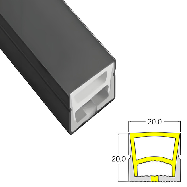 20x20mm černá silikonová flexibilní LED difuzní trubice pro 12mm světelné proužky 20x20mm černá silikonová flexibilní LED difuzní trubice pro 12mm světelné proužky