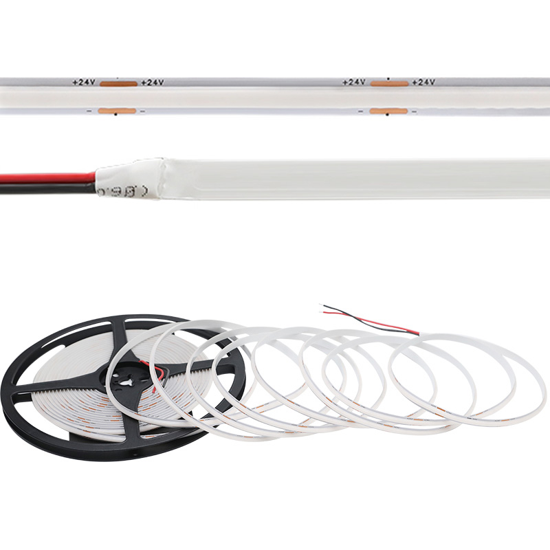24 Volt 10m 33ft lang 8mm schmaler Rand FCOB weiß LED-Lichtstreifen 24 Volt 10m 33ft lang 8mm schmaler Rand FCOB weiß LED-Lichtstreifen