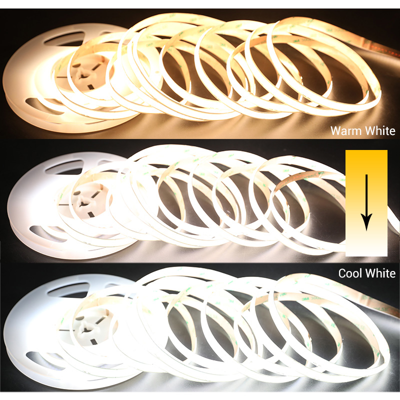 24 Volt COB 840 Chip/m Bright CCT Warm Cool Color Tuning LED Strip Aesthetics 24 Volt COB 840 Chip/m Bright CCT Warm Cool Color Tuning LED Strip Aesthetics