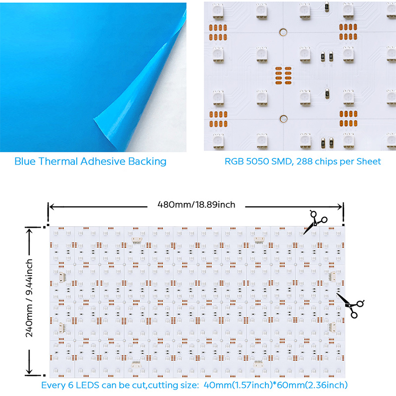 24V 5050 RGB Flexible LED Light Panels for Backlighting 6 LEDs Cut 24x12 24V 5050 RGB Flexible LED Light Panels for Backlighting 6 LEDs Cut 24x12