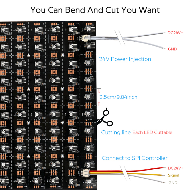 24V individuálně ovladatelná WS2811 RGB Smart LED s plochým panelem s černým panelem 24V individuálně ovladatelná WS2811 RGB Smart LED s plochým panelem s černým panelem