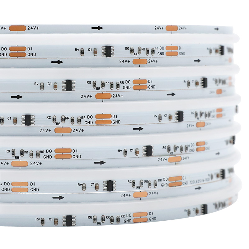24V WS2811 FCOB čip na desce RGB LED pásek adresovatelná páska 10 mm šířka 24V WS2811 FCOB čip na desce RGB LED pásek adresovatelná páska 10 mm šířka