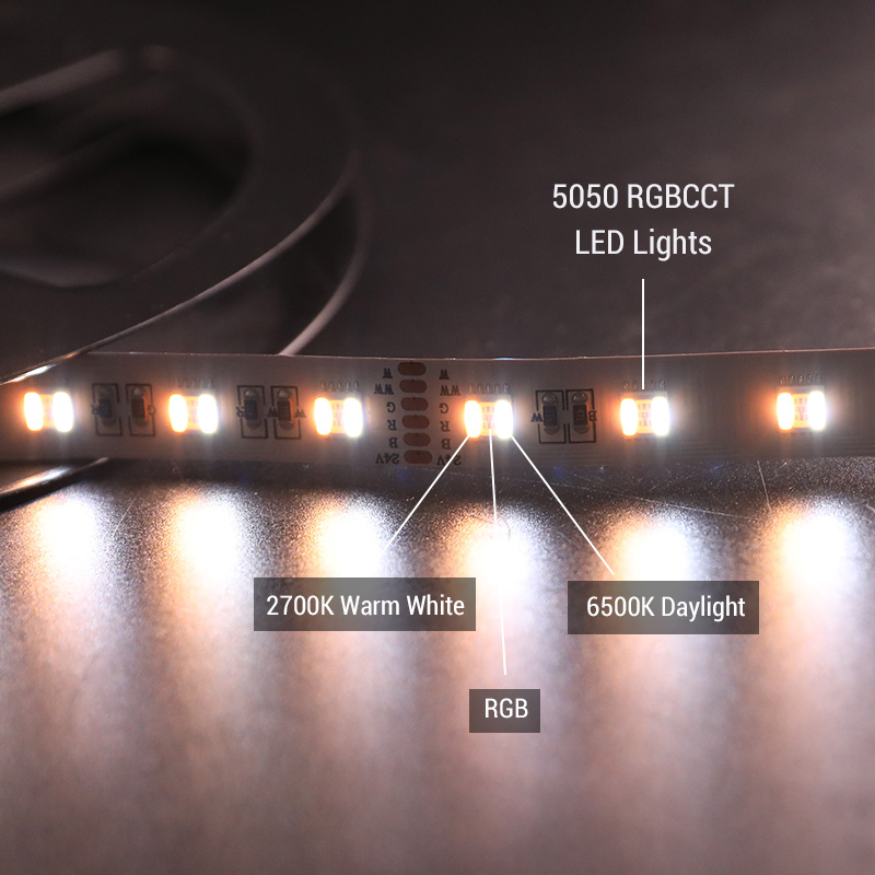 RGBCCT 5in1 LED Color Changing Lights - 12mm 24V Long LED Light Strips - No Voltage Drop 32.8ft-49.2ft RGBCCT 5in1 LED Color Changing Lights - 12mm 24V Long LED Light Strips - No Voltage Drop 32.8ft-49.2ft