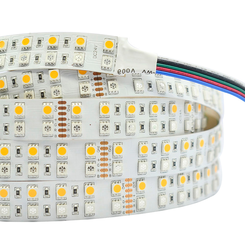 RGB+W Color Change LED Lights - 144LEDs/m High Density LED Strip - 24V Dual Row RGB+W Color Change LED Lights - 144LEDs/m High Density LED Strip - 24V Dual Row
