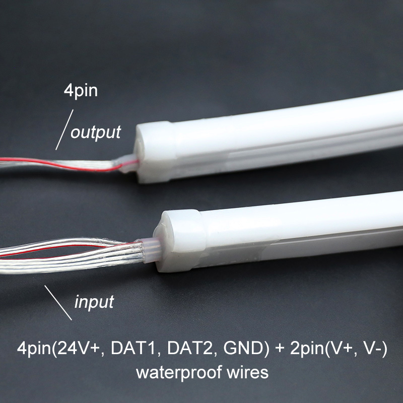 Dual Signal 24 V langer digitaler RGB 12 x 25 mm seitlich gebogener Dome RGBIC Neon-ähnlicher LED-Streifen, bis zu 30 m Dual Signal 24 V langer digitaler RGB 12 x 25 mm seitlich gebogener Dome RGBIC Neon-ähnlicher LED-Streifen, bis zu 30 m