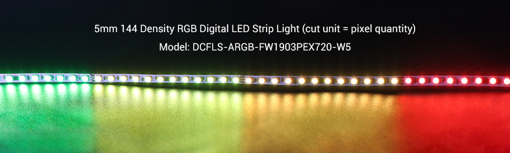 5mm 144 Density RGB Digital LED Strip Lighting (DCFLS-ARGB-FW1903PEX720-W5)