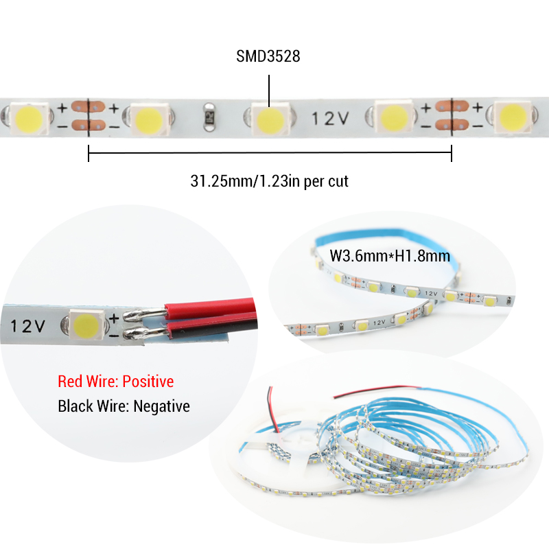 Single Row Series DC12V 3528SMD 3.5mm Super Narrow 16.4Ft 480LEDs High CRI Flexible LED Strip Lights For Home Lighting Single Row Series DC12V 3528SMD 3.5mm Super Narrow 16.4Ft 480LEDs High CRI Flexible LED Strip Lights For Home Lighting