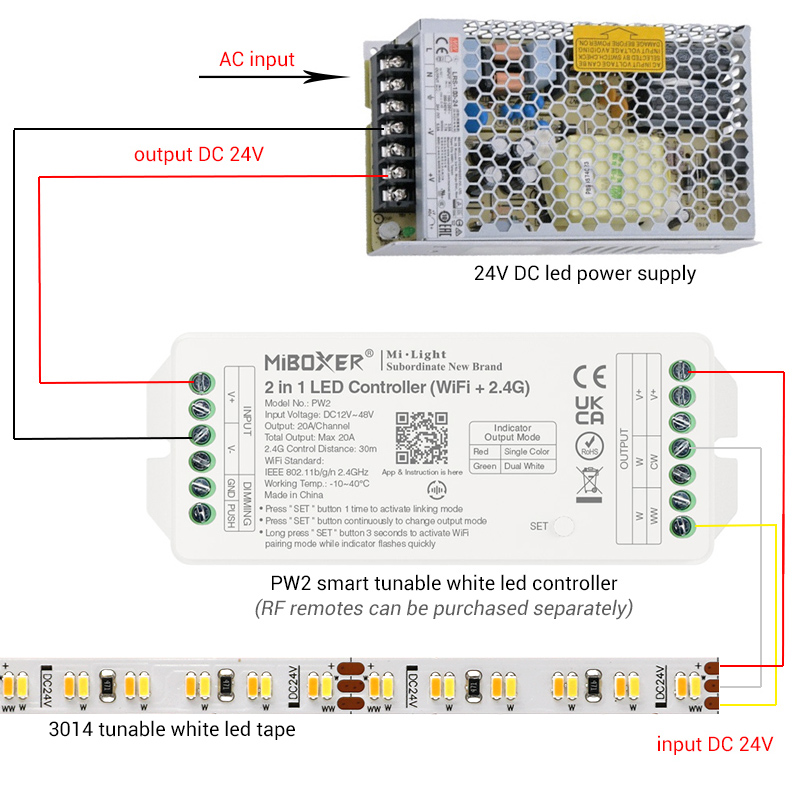 3014 240LEDs/m Tunable White LED Strip Light 24V 8mm 3014 240LEDs/m Tunable White LED Strip Light 24V 8mm