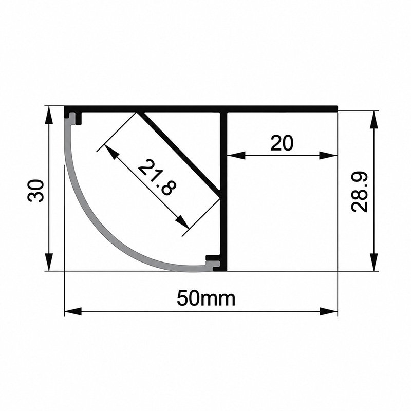 Recessed 1-Inch Corner Mount LED Strip Channel For 20mm Bright Light Recessed 1-Inch Corner Mount LED Strip Channel For 20mm Bright Light
