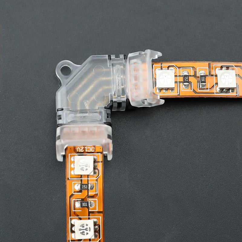 4-Pin 10mm L-Shaped Solderless RGB LED Strip Connector