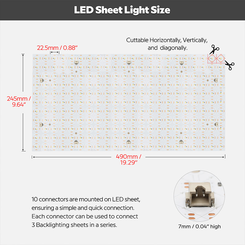 4000K Natural White Flexibilní ořezávací LED podsvícení list 22X11 4000K Natural White Flexibilní ořezávací LED podsvícení list 22X11