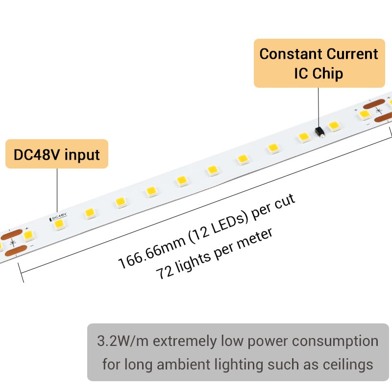 48V Extreme Long LED White Ambiance Light Strip - Max 60m 197ft Continuous Run 48V Extreme Long LED White Ambiance Light Strip - Max 60m 197ft Continuous Run