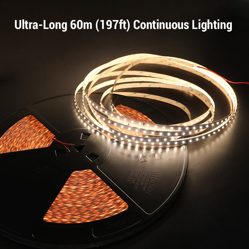 48V Extreme Long LED White Ambiance Light Strip - Max 60m 197ft Continuous Run 48V Extreme Long LED White Ambiance Light Strip - Max 60m 197ft Continuous Run