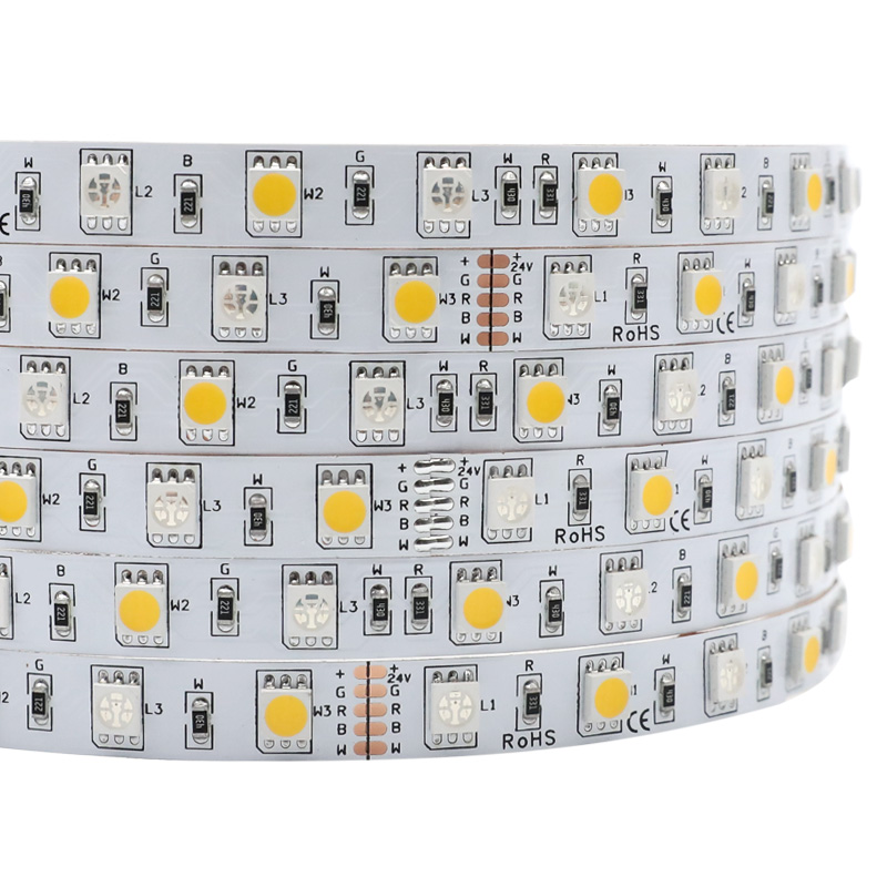 RGB+White LED Color Changing Lights - 60LEDs/m 5050 LED Strip - 12V/24V