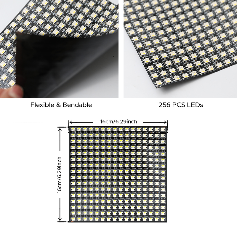 5V 16x16 SK6812 RGBW LED Neopixel Matrix Display Screen Panel 51W 5V 16x16 SK6812 RGBW LED Neopixel Matrix Display Screen Panel 51W