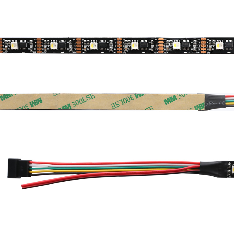 5 V einzeln adressierbares RGBW DMX-gesteuertes LED-Band, Haltepunkt, Wiederaufnahme, schwarze Leiterplatte 5 V einzeln adressierbares RGBW DMX-gesteuertes LED-Band, Haltepunkt, Wiederaufnahme, schwarze Leiterplatte