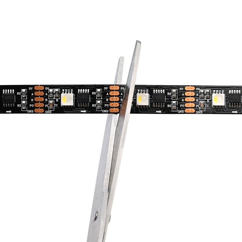 5 V einzeln adressierbares RGBW DMX-gesteuertes LED-Band, Haltepunkt, Wiederaufnahme, schwarze Leiterplatte 5 V einzeln adressierbares RGBW DMX-gesteuertes LED-Band, Haltepunkt, Wiederaufnahme, schwarze Leiterplatte