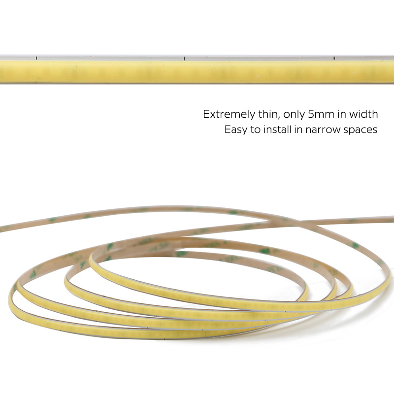 5mm tenké stmívatelné bílé 5V bateriové COB LED páskové světlo 320 čipů/m 5mm tenké stmívatelné bílé 5V bateriové COB LED páskové světlo 320 čipů/m