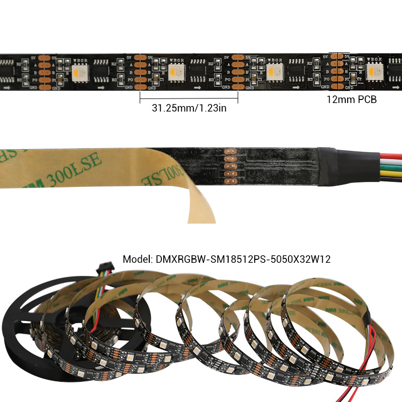 5V Individually Addressable RGBW DMX Controlled LED Tape Breakpoint Resume Black PCB 5V Individually Addressable RGBW DMX Controlled LED Tape Breakpoint Resume Black PCB
