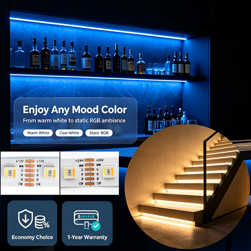 6-Pin Linkable RGBCCT LED Strip (2700K–6500K Tunable White + RGB) 6-Pin Linkable RGBCCT LED Strip (2700K–6500K Tunable White + RGB)