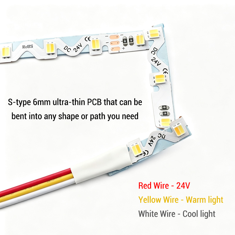 6mm Ultra-Slim Zigzag Bendable 2835 CCT S Light LED Strip 6mm Ultra-Slim Zigzag Bendable 2835 CCT S Light LED Strip
